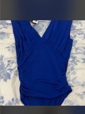 Royal Blue Surplice One-Piece Bodysuit